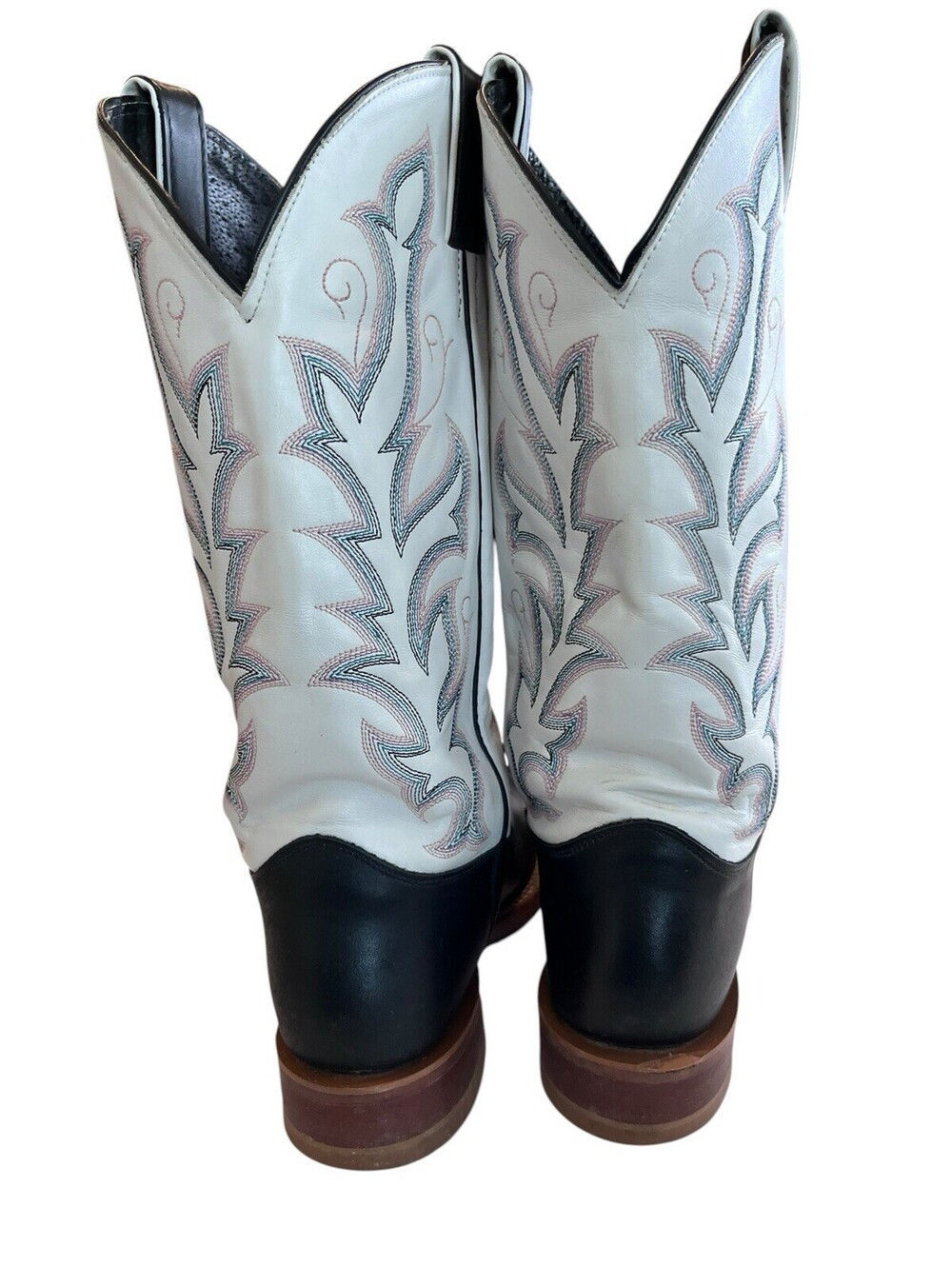 Justin Boots Womens Sz 10B Western Square Toe Black and white Bent Rail 3182.27 - Picture 6 of 8